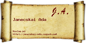 Janecskai Ada névjegykártya